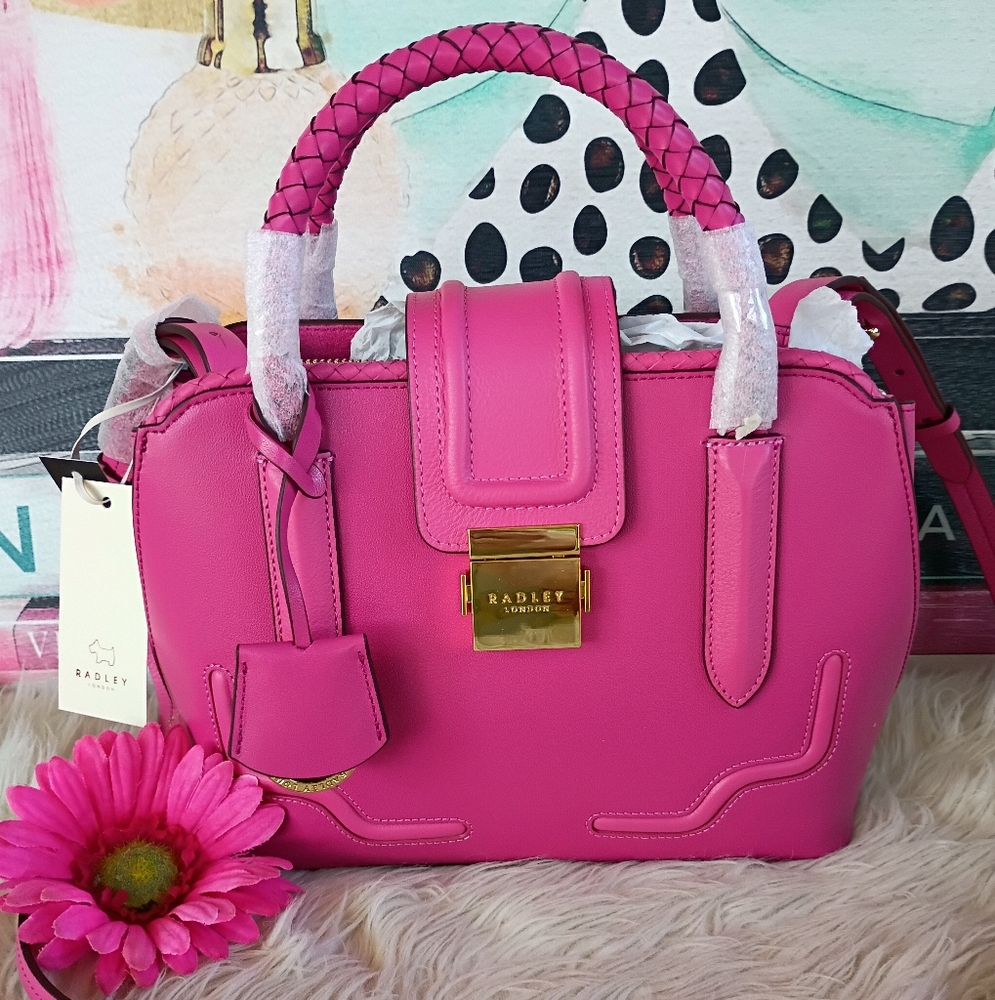 Radley London Hot Pink/Coulis Leather Liverpool Street Small Multiway Satchel - Picture 2 of 16